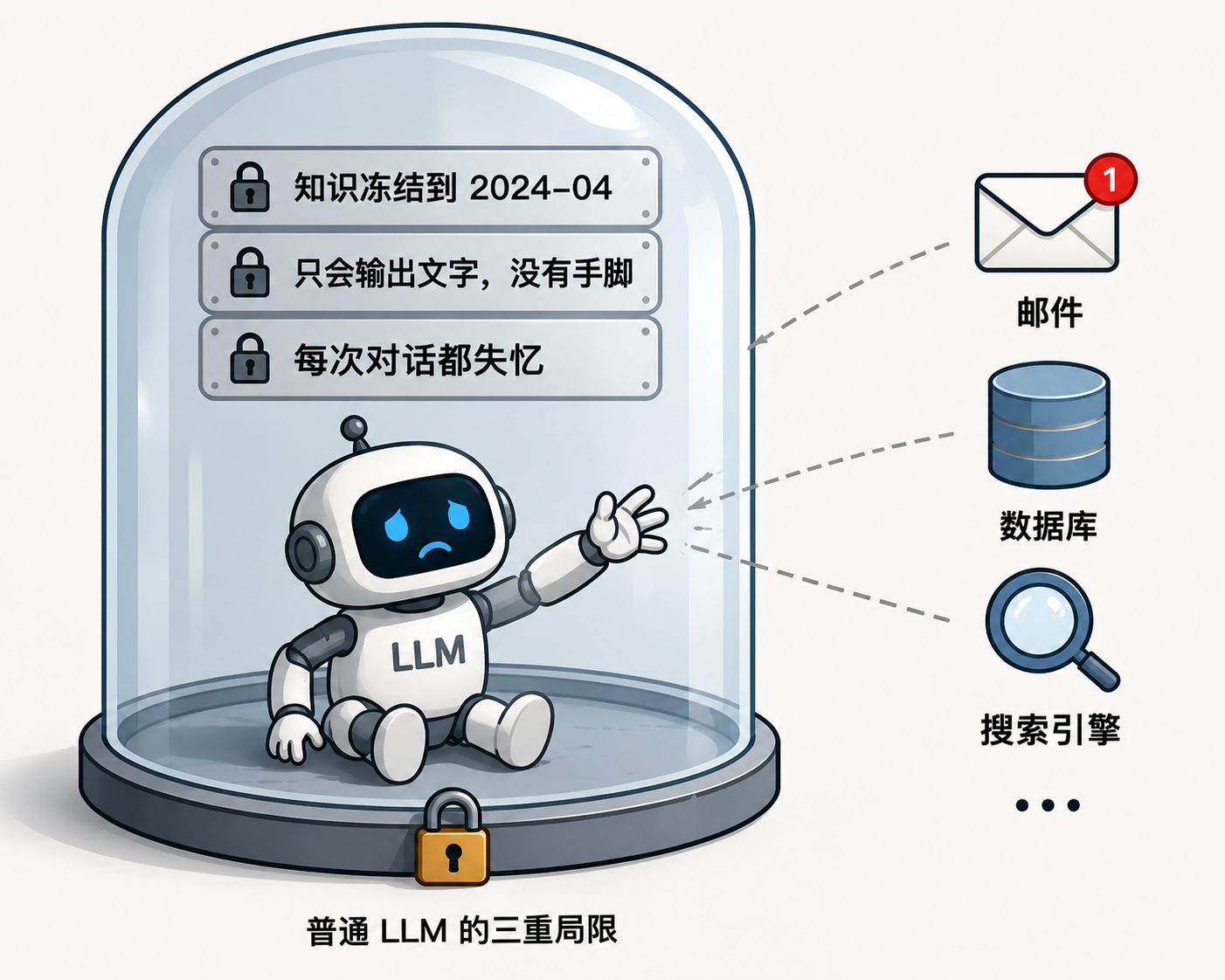 普通大模型局限性示意图
